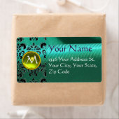 Étiquette DOMMASQUES DE SOIE GEM jaune vert bleu (En situation)