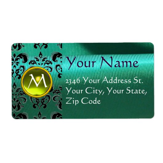 Étiquette DOMMASQUES DE SOIE GEM jaune vert bleu (Devant)