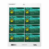 Étiquette DOMMASQUES DE SOIE GEM jaune vert bleu (Feuille entière)