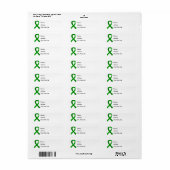 Étiquette Don d'organes Ruban vert 3 (Feuille entière)