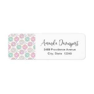 Étiquette Donut Motif mignon Adresse colorée