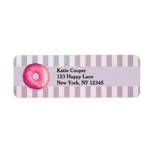 Étiquette Donut With Pink Frosting And Sprinkles