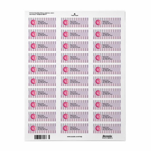 Étiquette Donut With Pink Frosting And Sprinkles (Feuille entière)