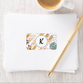 Étiquette Doodle Abstrait Monogram Terracotta (En situation)