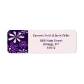 Étiquette Doodle Floral Violet moderne Adresse de retour (Devant)