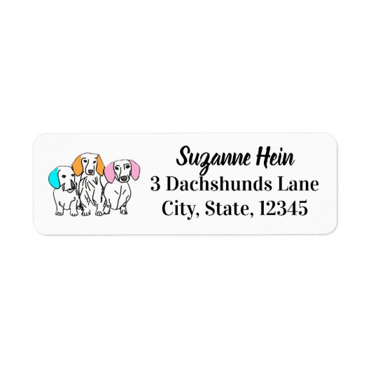 Étiquette Doodle trois Dachshunds Pastel Oreilles (Devant)