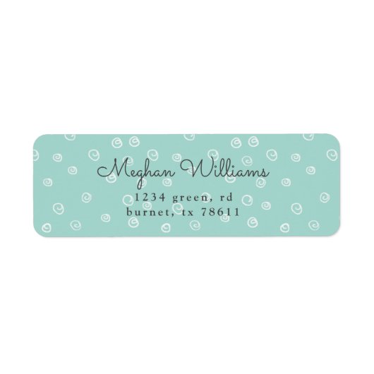 Étiquette doodle turquoise tourbillon adresse de retour mode (Devant)
