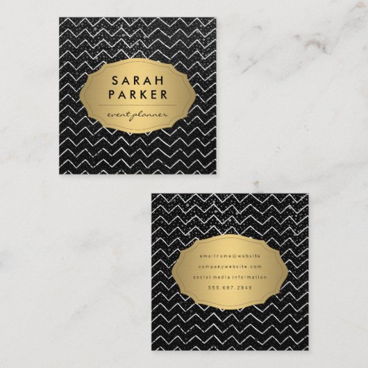 Étiquette d'or avec Motif Chevron à point métalliq (Devant / Derrière)