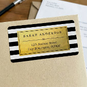 Étiquette d'or classique et bandes blanches noires