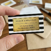 Étiquette d'or classique et bandes blanches noires