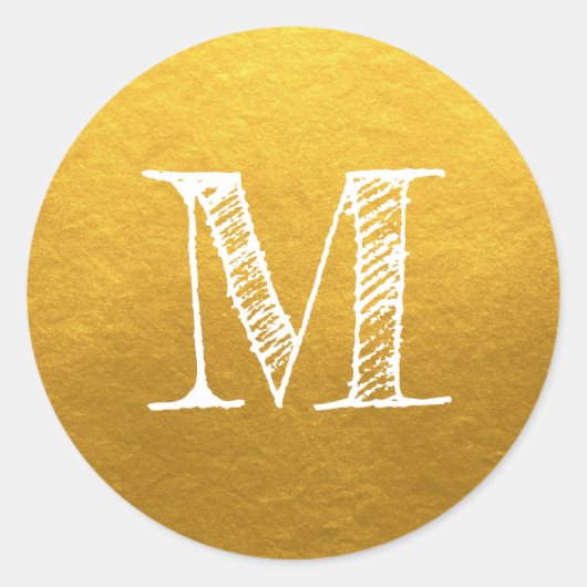 Étiquette d'or initial du Monogramme de script chi (Devant)