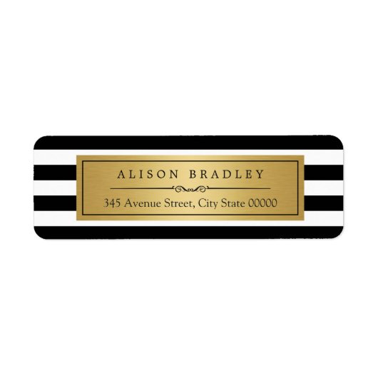Étiquette d'or noir noir rayures blanches (Devant)