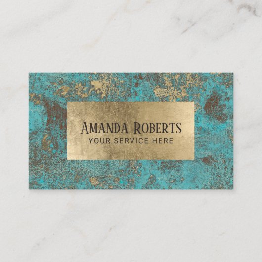 Étiquette d'or turquoise élégant (Devant)