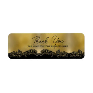 Étiquette dorada con flores de gracias personalizada
