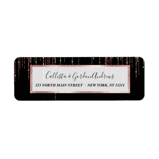 Étiquette Dory Rose Noire Gold Sparkly Glitter Fringe (Devant)