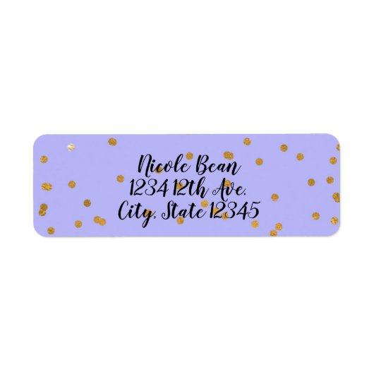 Étiquette Dots Confetti Purple & Or Glam Glamor Moderne (Devant)