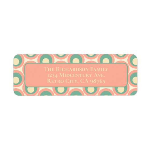 Étiquette Dots Mod Retro esthétique rose pâle et Turquoise (Devant)