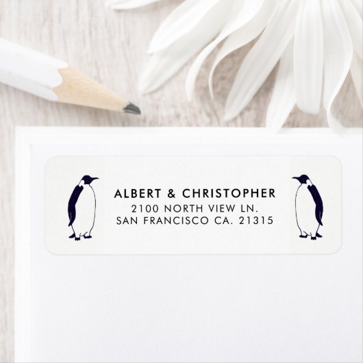 Étiquette Double Penguins Funny Référence | Adresse de retou (En situation)