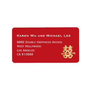 Étiquette Double symbole de caractère chinois de bonheur