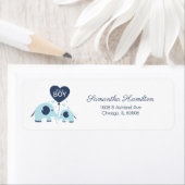 Étiquette Douce Éléphant Bleu Garçon Baby Shower (En situation)