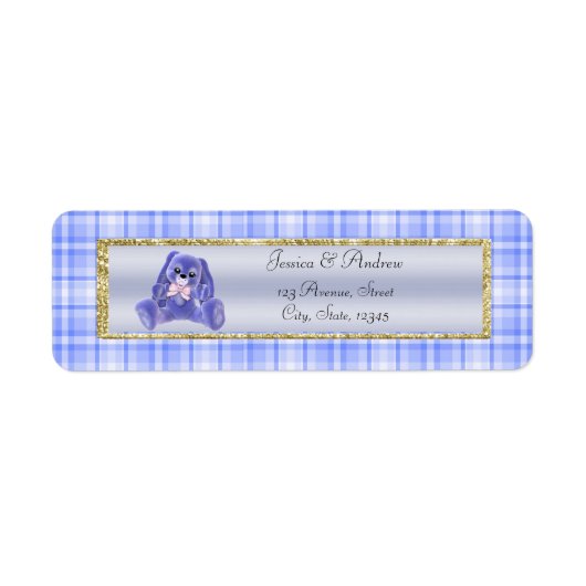 Étiquette Douce Fête de Naissance de Lapin Bleu Mignon (Devant)