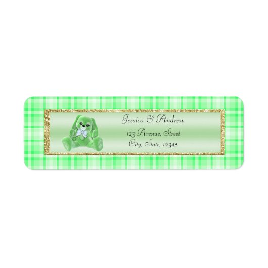 Étiquette Douce Fête de Naissance de Lapin Vert (Devant)