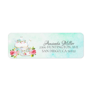 Étiquette Douce soirée de mariage floral aquarelle thé