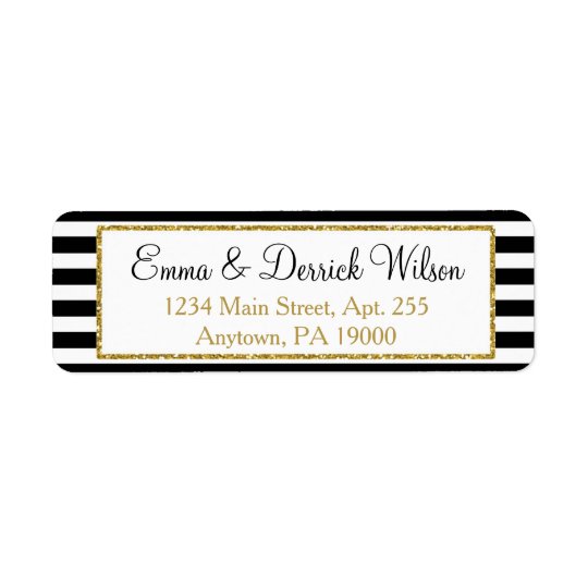 Étiquette Douche élégante d'or d'étiquettes de adresse noirs