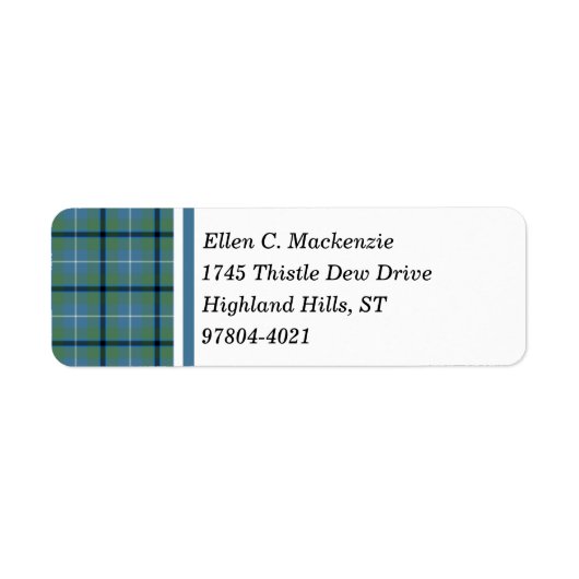 Étiquette Douglas Clan Tartan bleu clair antique (Devant)