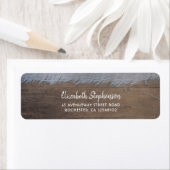 Étiquette Douteux toile de lin bleu et bois rustique de gran (En situation)