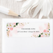 Étiquette Doux 16 Aquarelle Bleue Floral Adresse de retour (En situation)