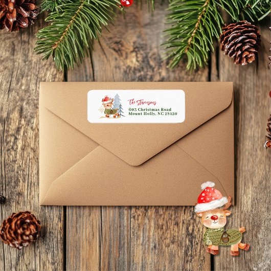 Étiquette Doux moche fête de Noël Deer Salutations