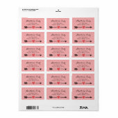 Étiquette Doux, Pots Roses Étincelants, Coeur (Feuille entière)