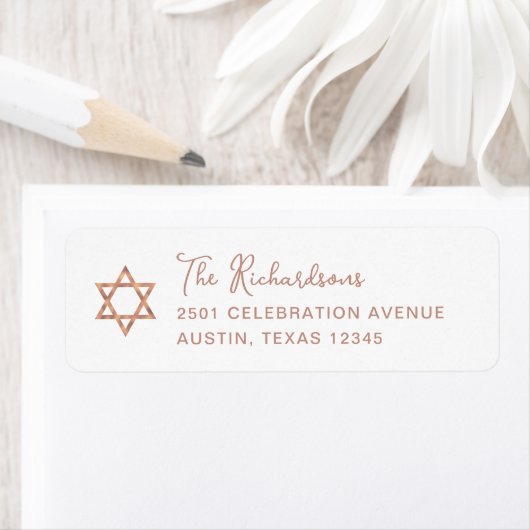 Étiquette Doux simple | Étoile d'or rose de David Bat mitzva (En situation)