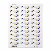 Étiquette Douze ans charmants Papillon floral or violet (Feuille entière)
