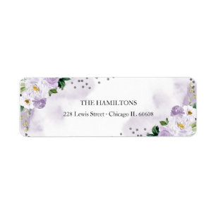 Étiquette Douze ans sucrés Fleur floral aquarelle violet