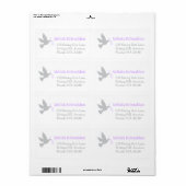 Étiquette Dove violet mariage retour réponse grande adresse (Feuille entière)