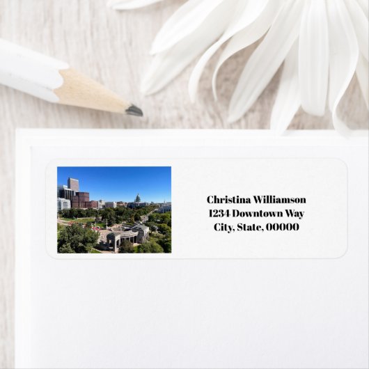 Étiquette Downtown Denver Personalize Return Address (En situation)