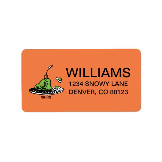 Étiquette Dr Seuss | Oeufs verts et icône de jambon (Devant)