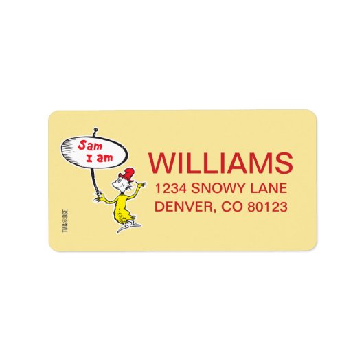 Étiquette Dr Seuss | Symbole de retenue Sam-I-Am (Devant)