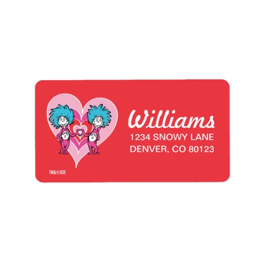 Étiquette Dr. Seuss Valentine | Chose une chose deux (Devant)