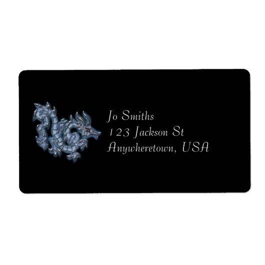 Étiquette dragon bleu cool (Devant)