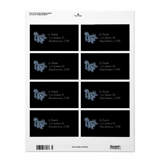 Étiquette dragon bleu cool (Feuille entière)