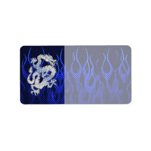 Étiquette Dragon Bleu dans Chrome Styles de fibre de carbone