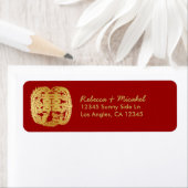 Étiquette Dragon chinois double bonheur / Phoenix (En situation)