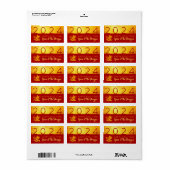 Étiquette Dragon chinois du Nouvel An 2024 Red Gold Lab (Feuille entière)