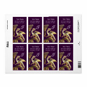 Étiquette DRAGON D'OR EN RUBIS ROUGE VIOLET Monogramme (Feuille entière)