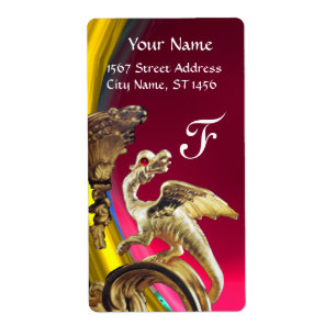 Étiquette DRAGON D'OR PINK FUCHSIA RUBY Monogramme