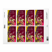 Étiquette DRAGON D'OR PINK FUCHSIA RUBY Monogramme (Feuille entière)