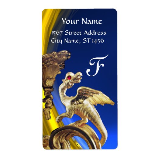 Étiquette DRAGON D'OR SAPHIRE BLEU AMÉTHYST Monogramme (Devant)